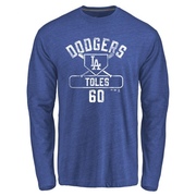 Men's Los Angeles Dodgers Andrew Toles ＃60 Base Runner Long Sleeve T-Shirt - Royal