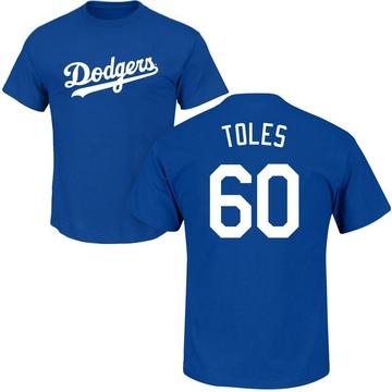 Men's Los Angeles Dodgers Andrew Toles ＃60 Roster Name & Number T-Shirt - Royal