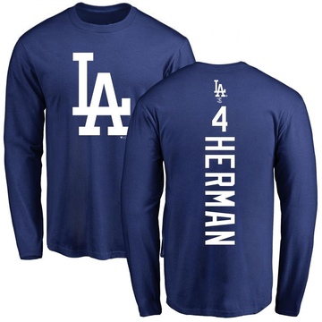 Men's Los Angeles Dodgers Babe Herman ＃4 Backer Long Sleeve T-Shirt - Royal