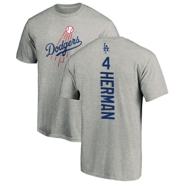 Men's Los Angeles Dodgers Babe Herman ＃4 Backer T-Shirt Ash