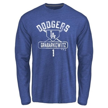 Men's Los Angeles Dodgers Billy Grabarkewitz ＃1 Base Runner Long Sleeve T-Shirt - Royal