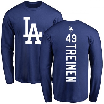 Men's Los Angeles Dodgers Blake Treinen ＃49 Backer Long Sleeve T-Shirt - Royal