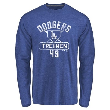 Men's Los Angeles Dodgers Blake Treinen ＃49 Base Runner Long Sleeve T-Shirt - Royal