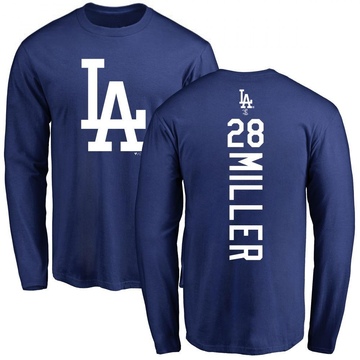 Men's Los Angeles Dodgers Bobby Miller ＃28 Backer Long Sleeve T-Shirt - Royal