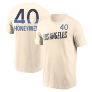 Men's Los Angeles Dodgers Brent Honeywell ＃40 2024 City Connect Fuse Name & Number T-Shirt - Cream