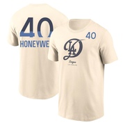 Men's Los Angeles Dodgers Brent Honeywell ＃40 2024 City Connect Name & Number T-Shirt - Cream