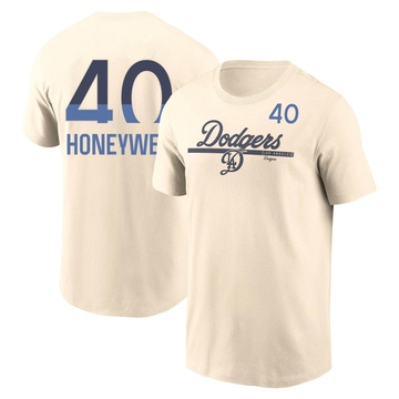 Men's Los Angeles Dodgers Brent Honeywell ＃40 2024 City Connect Speed Name & Number T-Shirt - Cream