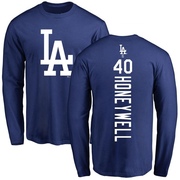 Men's Los Angeles Dodgers Brent Honeywell ＃40 Backer Long Sleeve T-Shirt - Royal