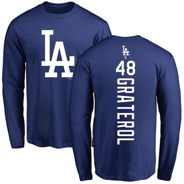 Men's Los Angeles Dodgers Brusdar Graterol ＃48 Backer Long Sleeve T-Shirt - Royal