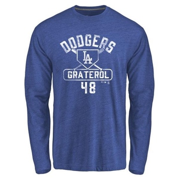 Men's Los Angeles Dodgers Brusdar Graterol ＃48 Base Runner Long Sleeve T-Shirt - Royal