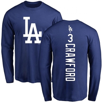 Men's Los Angeles Dodgers Carl Crawford ＃3 Backer Long Sleeve T-Shirt - Royal