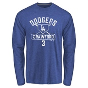 Men's Los Angeles Dodgers Carl Crawford ＃3 Base Runner Long Sleeve T-Shirt - Royal