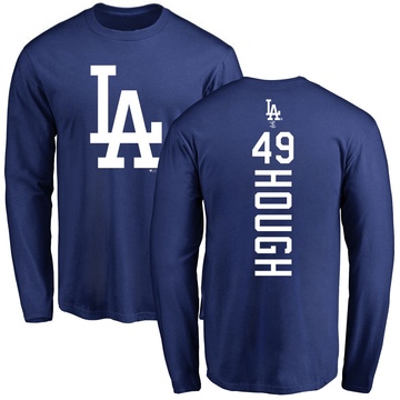 Men's Los Angeles Dodgers Charlie Hough ＃49 Backer Long Sleeve T-Shirt - Royal