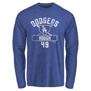 Men's Los Angeles Dodgers Charlie Hough ＃49 Base Runner Long Sleeve T-Shirt - Royal