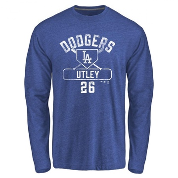 Men's Los Angeles Dodgers Chase Utley ＃26 Base Runner Long Sleeve T-Shirt - Royal