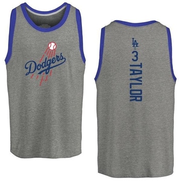 Men's Los Angeles Dodgers Chris Taylor ＃3 Backer Tank Top Ash