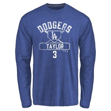 Men's Los Angeles Dodgers Chris Taylor ＃3 Base Runner Long Sleeve T-Shirt - Royal