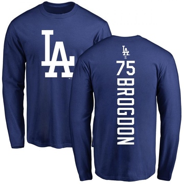 Men's Los Angeles Dodgers Connor Brogdon ＃75 Backer Long Sleeve T-Shirt - Royal