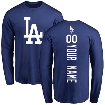 Men's Los Angeles Dodgers Custom ＃00 Backer Long Sleeve T-Shirt - Royal