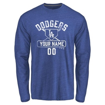 Men's Los Angeles Dodgers Custom ＃00 Base Runner Long Sleeve T-Shirt - Royal