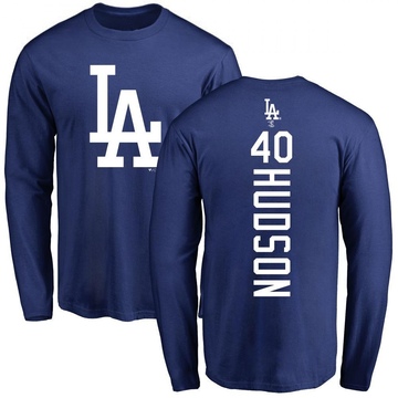 Men's Los Angeles Dodgers Daniel Hudson ＃40 Backer Long Sleeve T-Shirt - Royal