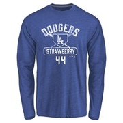 Men's Los Angeles Dodgers Darryl Strawberry ＃44 Base Runner Long Sleeve T-Shirt - Royal