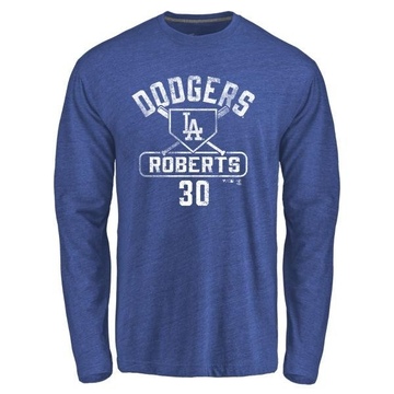 Men's Los Angeles Dodgers Dave Roberts ＃30 Base Runner Long Sleeve T-Shirt - Royal