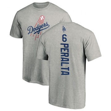 Men's Los Angeles Dodgers David Peralta ＃6 Backer T-Shirt Ash