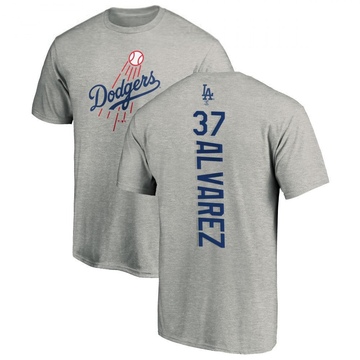 Men's Los Angeles Dodgers Eddy Alvarez ＃37 Backer T-Shirt Ash