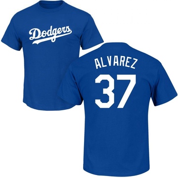 Men's Los Angeles Dodgers Eddy Alvarez ＃37 Roster Name & Number T-Shirt - Royal