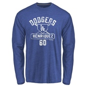 Men's Los Angeles Dodgers Edgardo Henriquez ＃60 Base Runner Long Sleeve T-Shirt - Royal