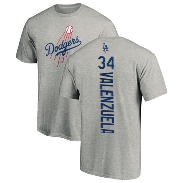 Men's Los Angeles Dodgers Fernando Valenzuela ＃34 Backer T-Shirt Ash