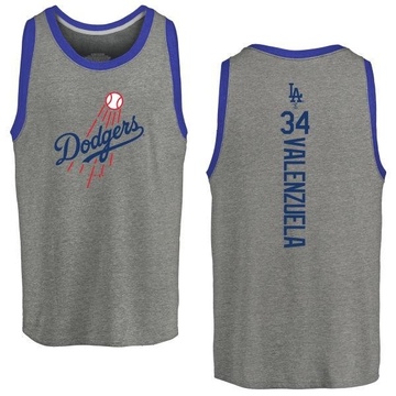 Men's Los Angeles Dodgers Fernando Valenzuela ＃34 Backer Tank Top Ash