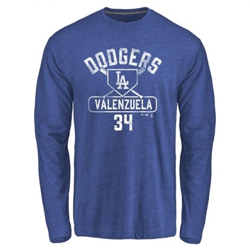 Men's Los Angeles Dodgers Fernando Valenzuela ＃34 Base Runner Long Sleeve T-Shirt - Royal