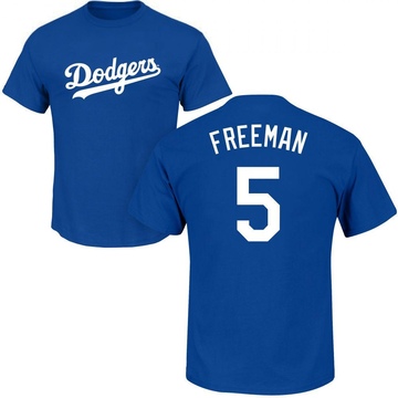 Men's Los Angeles Dodgers Freddie Freeman ＃5 Roster Name & Number T-Shirt - Royal