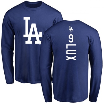 Men's Los Angeles Dodgers Gavin Lux ＃9 Backer Long Sleeve T-Shirt - Royal