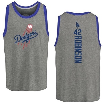 Men's Los Angeles Dodgers Jackie Robinson ＃42 Backer Tank Top Ash