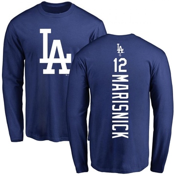 Men's Los Angeles Dodgers Jake Marisnick ＃12 Backer Long Sleeve T-Shirt - Royal