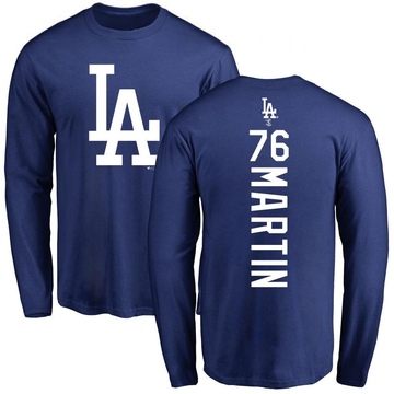 Men's Los Angeles Dodgers J.D. Martin ＃76 Backer Long Sleeve T-Shirt - Royal