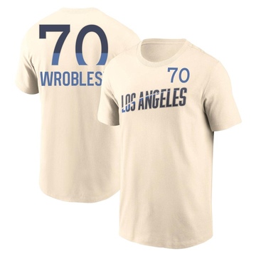 Men's Los Angeles Dodgers Justin Wrobleski ＃70 2024 City Connect Fuse Name & Number T-Shirt - Cream