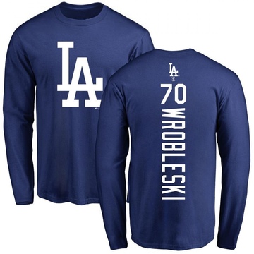 Men's Los Angeles Dodgers Justin Wrobleski ＃70 Backer Long Sleeve T-Shirt - Royal