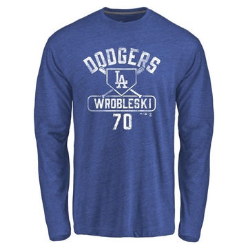 Men's Los Angeles Dodgers Justin Wrobleski ＃70 Base Runner Long Sleeve T-Shirt - Royal