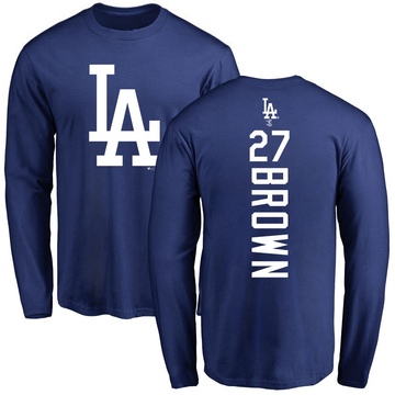 Men's Los Angeles Dodgers Kevin Brown ＃27 Backer Long Sleeve T-Shirt - Royal