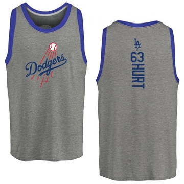 Men's Los Angeles Dodgers Kyle Hurt ＃63 Backer Tank Top Ash