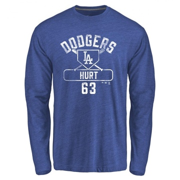 Men's Los Angeles Dodgers Kyle Hurt ＃63 Base Runner Long Sleeve T-Shirt - Royal