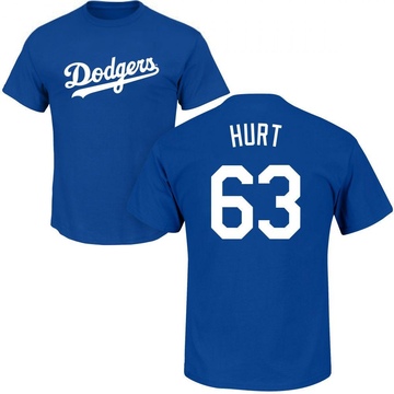 Men's Los Angeles Dodgers Kyle Hurt ＃63 Roster Name & Number T-Shirt - Royal