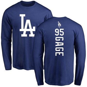 Men's Los Angeles Dodgers Matt Gage ＃95 Backer Long Sleeve T-Shirt - Royal