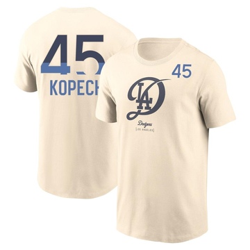 Men's Los Angeles Dodgers Michael Kopech ＃45 2024 City Connect Name & Number T-Shirt - Cream