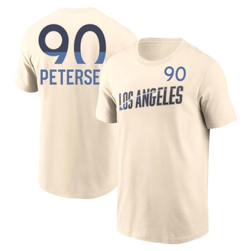 Men's Los Angeles Dodgers Michael Petersen ＃90 2024 City Connect Fuse Name & Number T-Shirt - Cream