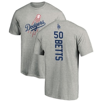 Men's Los Angeles Dodgers Mookie Betts ＃50 Backer T-Shirt Ash